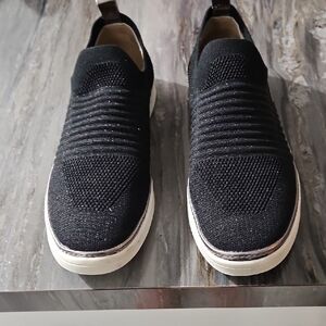 Life Stride Black Knit  Womens  Sneakers With Silver Accents